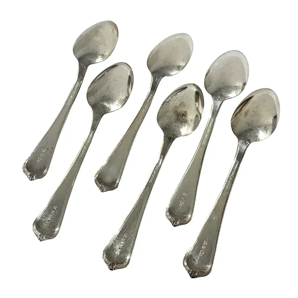 Silverplate teaspoons set (6) International Silver hallmarked MN & Co vintage